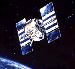 Satélite de un sistema de GPS (cortesía de USGS)