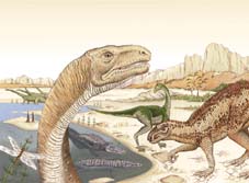 Imagen del Triásico. Tomada de Manuel Gómez Salazar  (www.ciudadfutura.com/dinosaurios)