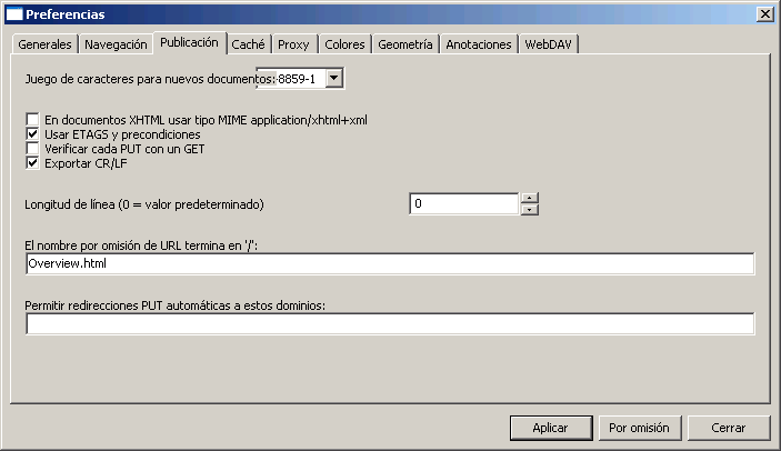 Men� Editar > Preferencias > Publicaci�n