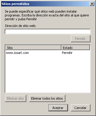 Firefox. Men� Herramientas > Preferencias > Caracter�sticas web > Sitios permitidos