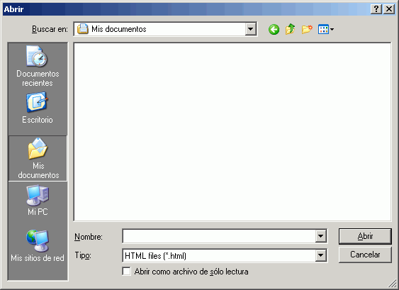 Enlazar archivo - Ventana de selecci�n de archivo