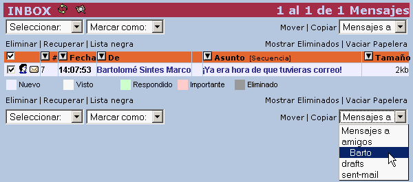 CorreoCV - Elige la carpeta de destino CorreoCV - Elige la carpeta de destino