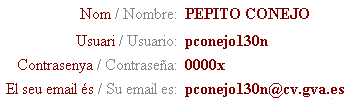 CorreoCV - Datos de la cuenta de correo CorreoCV - Datos de la cuenta de correo