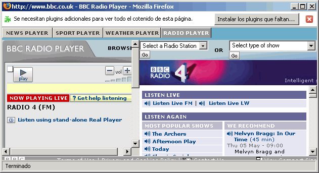Mozilla Firefox 1.0 - Instalación plug-in Real Audi- paso 1 Mozilla Firefox 1.0 - Instalación plug-in Real Audio - paso 1