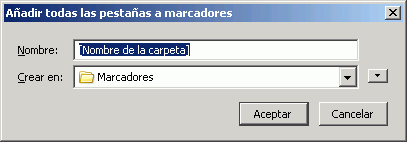 Firefox 1.5 - Menú Marcadores - Añadir varios marcadores Firefox 1.5 - Menú Marcadores - Añadir varios marcadores