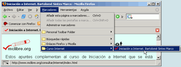 Firefox 1.5 - Menú Marcadores Firefox 1.5 - Menú Marcadores