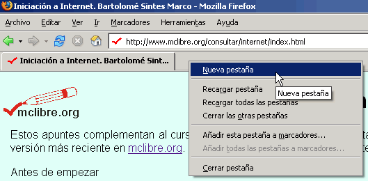 Firefox 1.5 - Pesta�as - Abrir nueva pesta�a 2