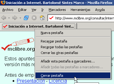 Firefox 1.5 - Pesta�as - Cerrar pesta�a 2