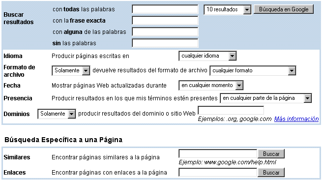 Google - Búsqueda avanzada Google - Búsqueda avanzada