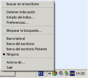Google Desktop - Menú contextual Google Desktop - Menú contextual