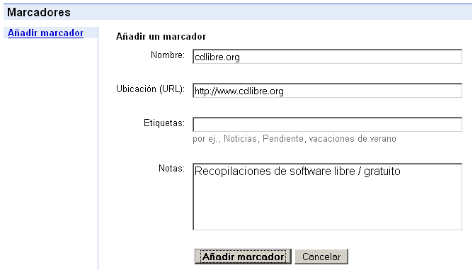 Google - Añadir marcador Google - Añadir marcador