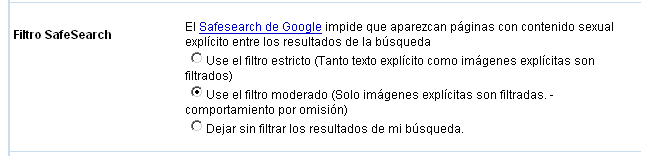 Google - Preferencias Globales - Filtro SafeSearch Google - Preferencias Globales - Filtro SafeSearch