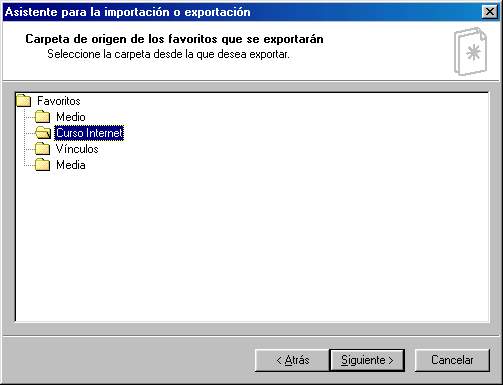 Internet Explorer 5.5 - Exportar favoritos - Paso 3 Internet Explorer 5.5 - Exportar favoritos - Paso 3