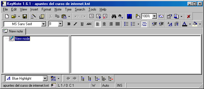 KeyNote - Configurar - Archivo nuevo vac�o