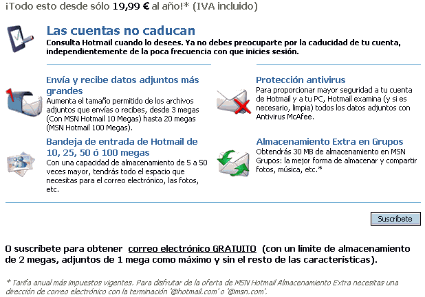 Hotmail - Primera sesión - Elegir correo gratuito o de pago Hotmail - Primera sesión - Elegir correo gratuito o de pago