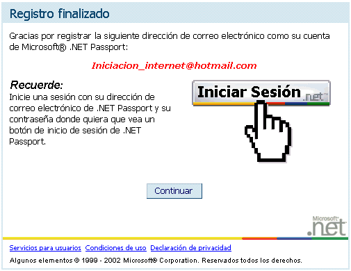 Hotmail - Formulario de registro - Registro finalizado Hotmail - Formulario de registro - Registro finalizado