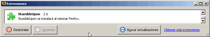 StumbleUpon - plug-in instalado en Firefox StumbleUpon - plug-in instalado en Firefox