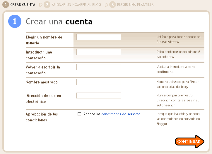 Blogger - Crear un Weblog - Paso 1 Blogger - Crear un Weblog - Paso 1
