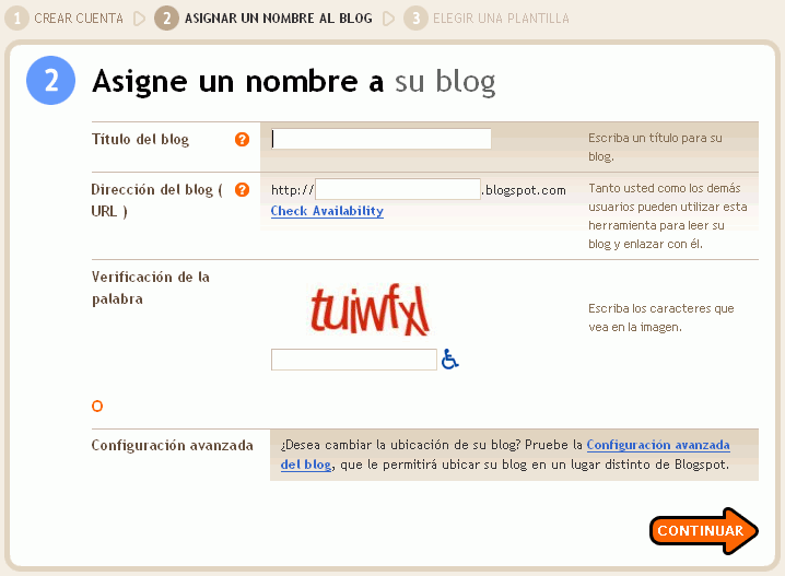Blogger - Crear un Weblog - Paso 1 Blogger - Crear un Weblog - Paso 1
