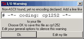 IDLE - Aviso sobre juego de caracteres