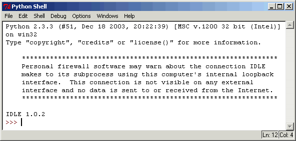 IDLE: Ventana principal