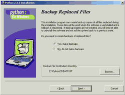 Instalaci�n de Python 2.3 - Paso 2 - Copia de seguridad